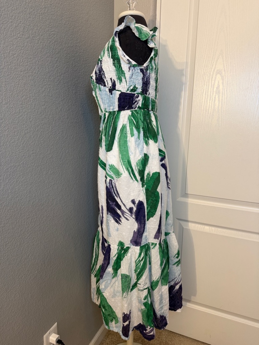 Anthropologie The Peregrine Midi Dress Cotton Watercolor Size XXS - Picture 4 of 10